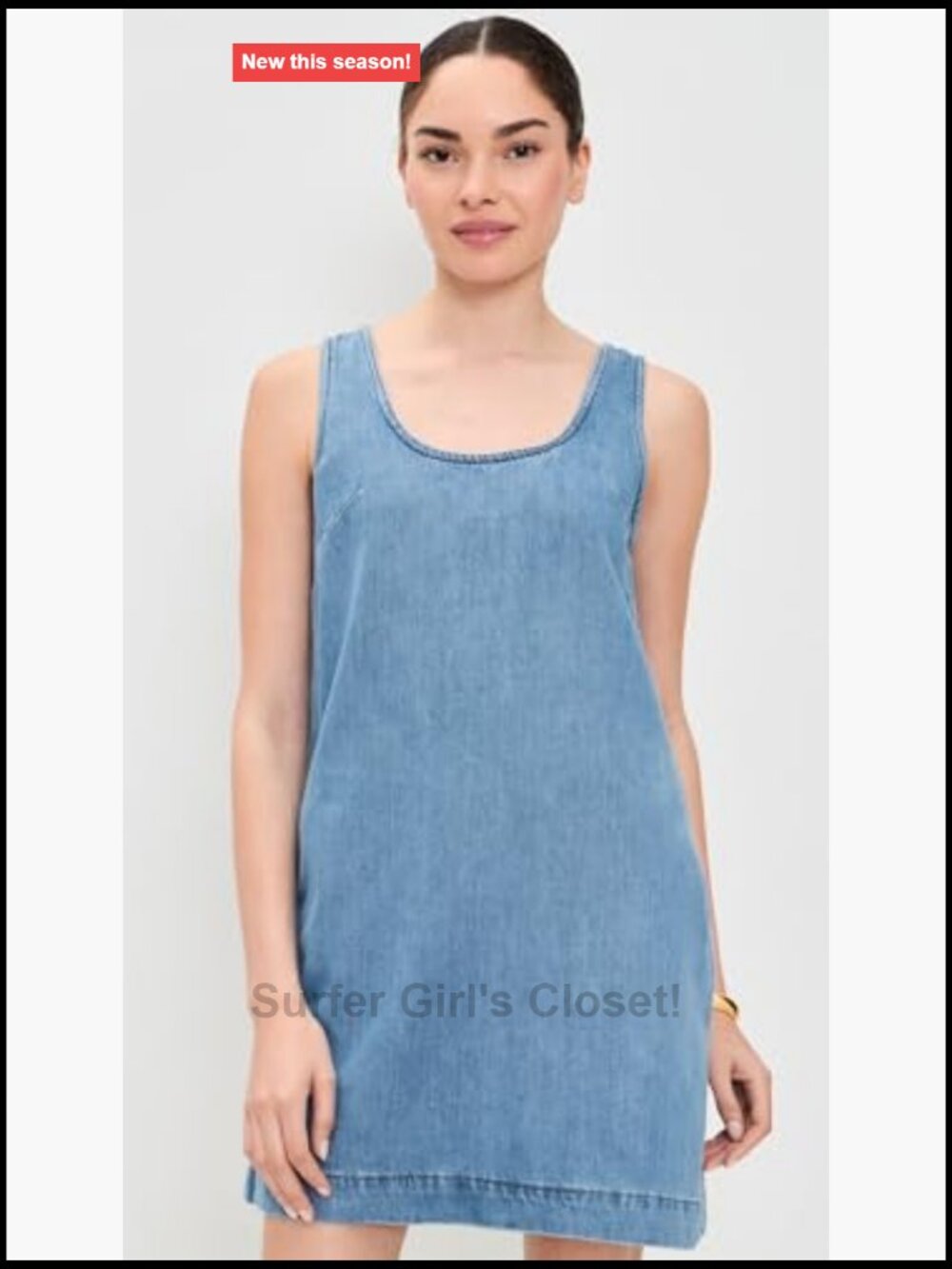 Women's Square Neck Sleeveless Mini Dress Cotton Tencel Casual - Picture 2 of 6